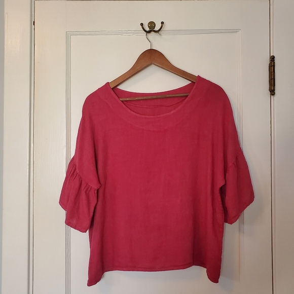 Italian Linen Top – Size M – Deep Rose - Picture 1 of 4